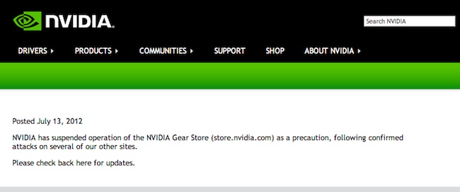 NVDA Online Store Hacked 