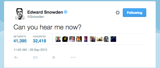 Edward Snowden's First Tweet