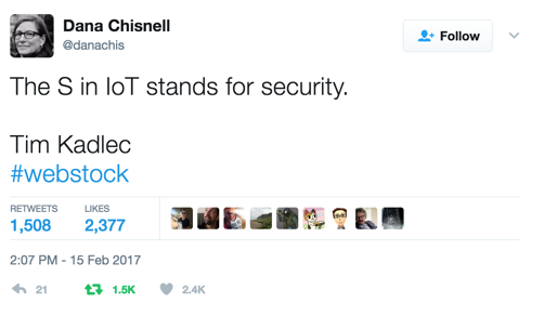The S in IoT Stands for Security: Tweet