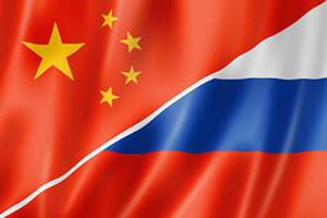 Russia and China Flags