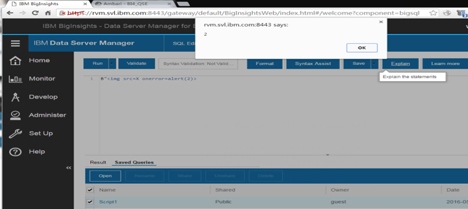 IBM BigInsights XSS