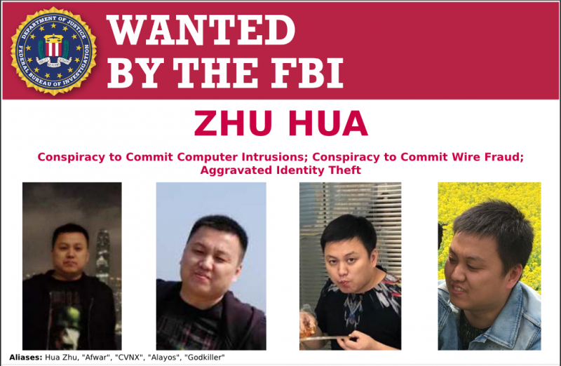 Zhu Hua wanted by FBI