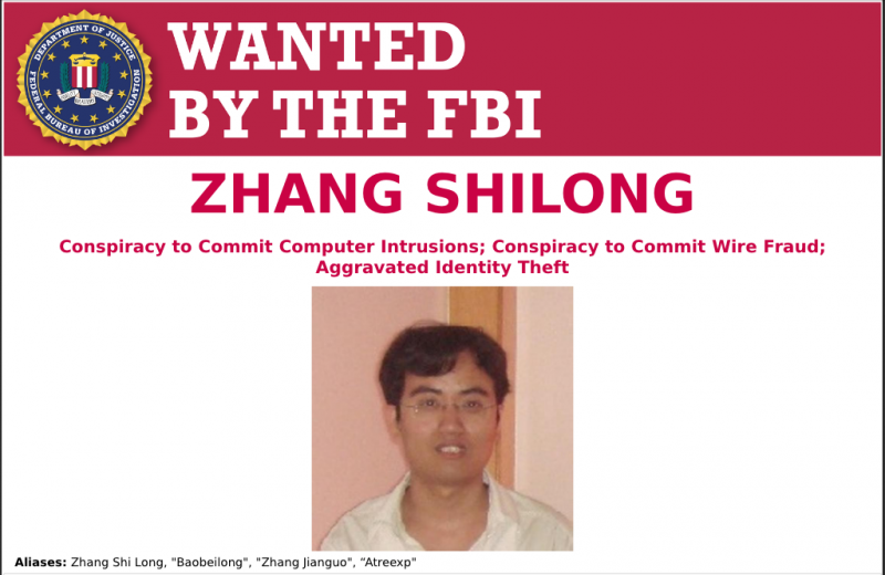 Zhang Shilong wanted by FBI