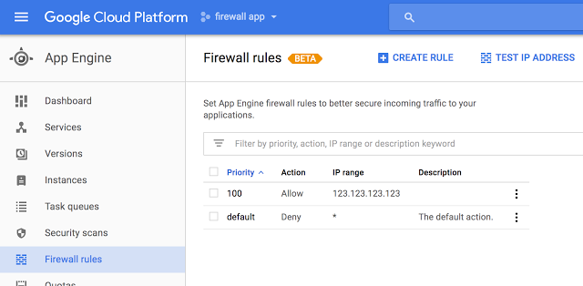 Google App Engine firewall