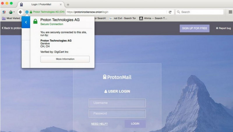 ProtonMail over Tor