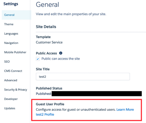 Salesforce guest access settings