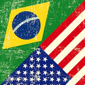 Brazil and US Flags