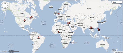 Map of Mirage Malware Infections