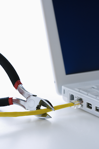 Wire Cutters Cutting Ethernet Cable