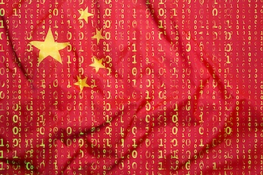 China Flag with Cyber