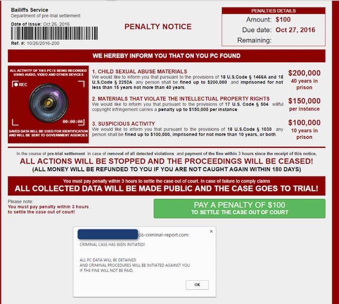 Ransoc Ransomware Penalty Notice