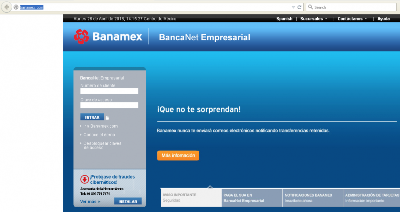 Banamex phishing site