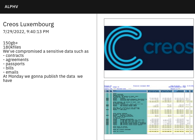 BlackCat ransomware attack on Creos