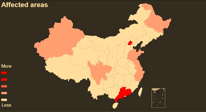 Chinese regions targeted by CIA hackers