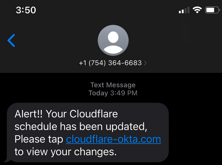 Cloudflare phishing by 0ktapus