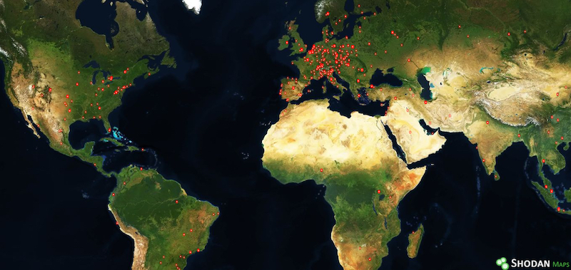 Shodan map shows CODESYS devices