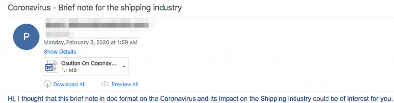 Coronavirus email delivers malware