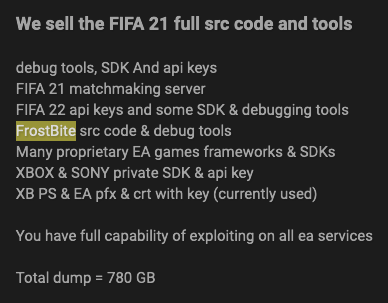 Data stolen in EA hack offered for sale