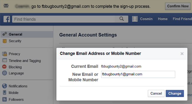 Switching email accounts in Facebook