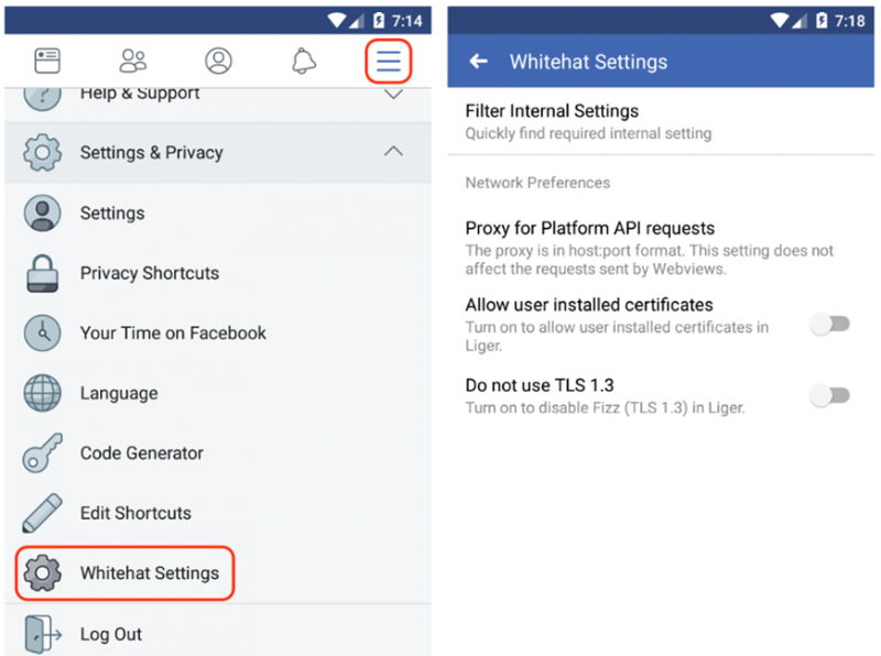 Facebook Whitehat Settings