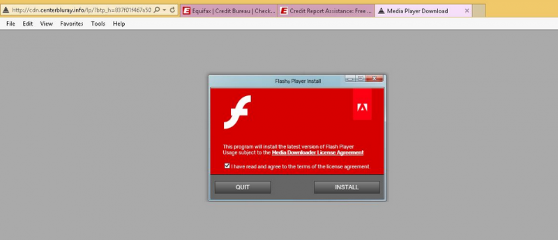 Equifax website redirects to fake Flash installer