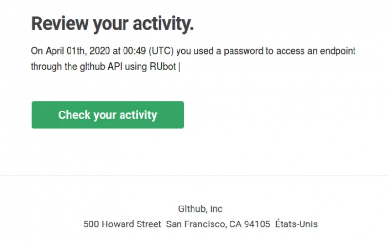 GitHub phishing email