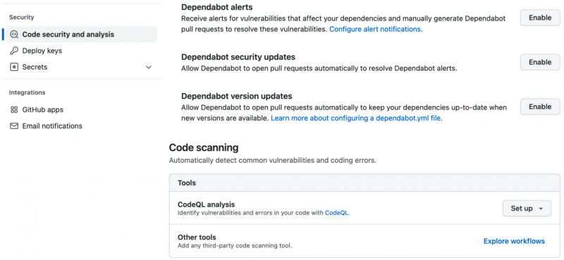 GitHub vulnerability scanning