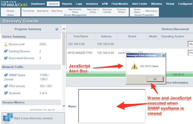 Ipswitch WhatsUp Gold XSS vulnerability 