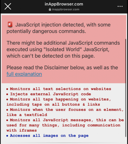 JavaScript code injected by TikTok