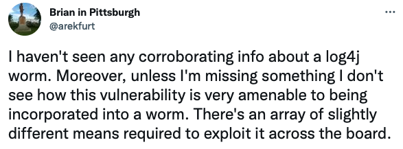 Comments on Log4Shell worm