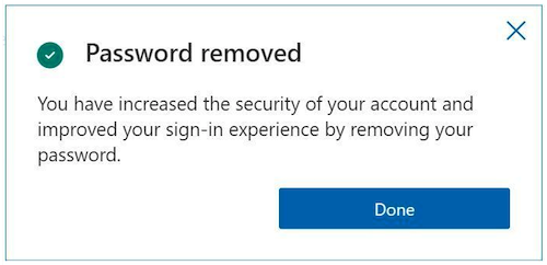 Remove password from Microsoft account