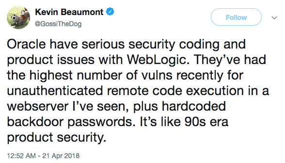 Comments on Oracle WebLogic security