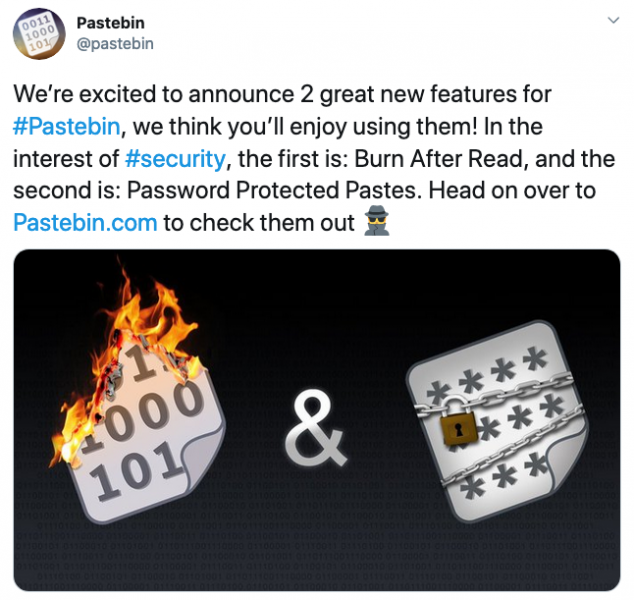 Pastebin announces new security features