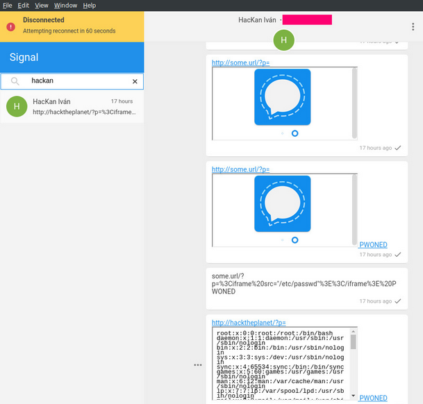 Signal code execution vulnerability 