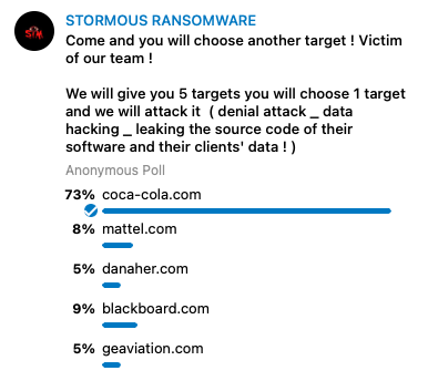 Stormous hack Coca Cola