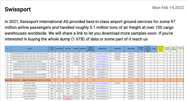 Swissport BlackCat ransomware