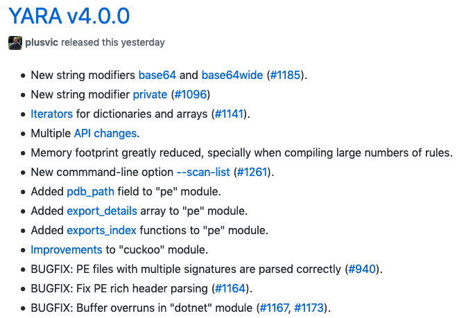 YARA 4.0.0 release notes