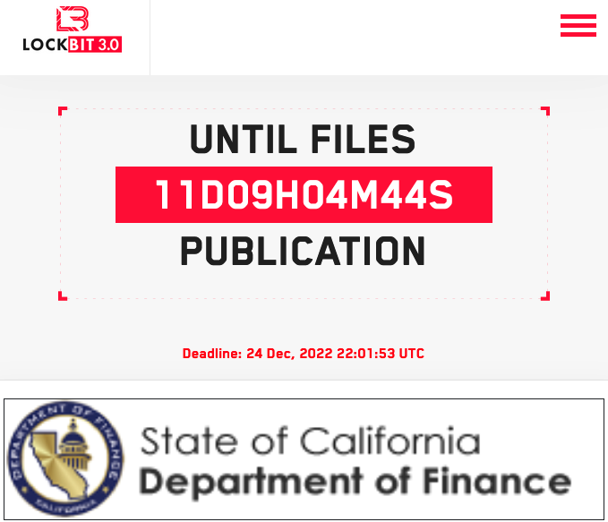 California Department of Finance ransomware attack