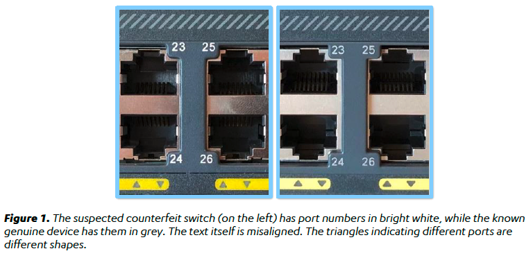 Counterfeit vs authentic Cisco switch