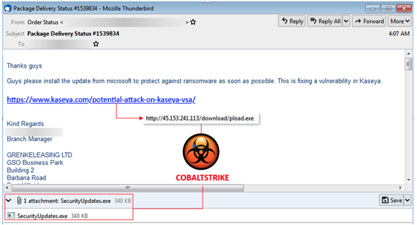 Emails offering fake Kaseya patch deliver malware