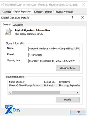 Malicious driver signed by Microsoft