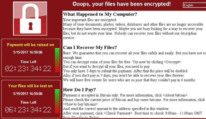 WannaCry ransom note