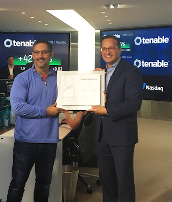 Joe Brantuck of Nasdaq with Tenable CEO Amit Yoran