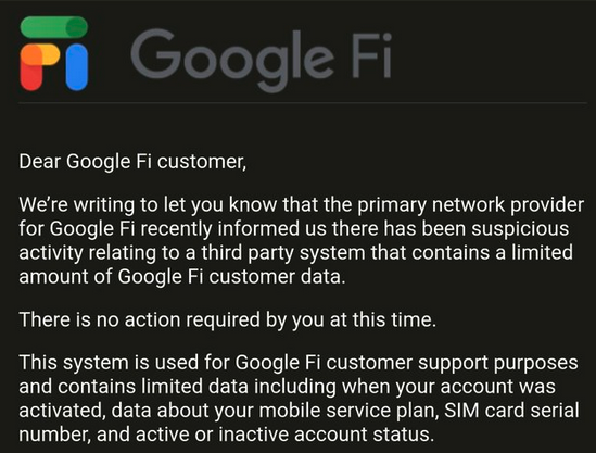 Google Fi data breach