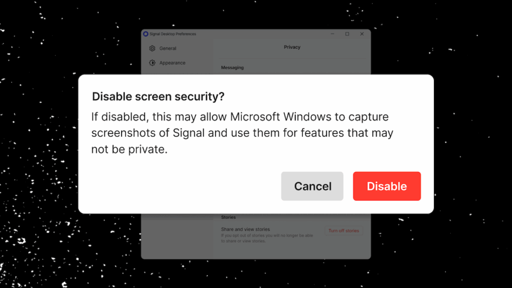 Signal adds screenshot-blocker