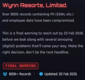 Wynn Resorts data breach